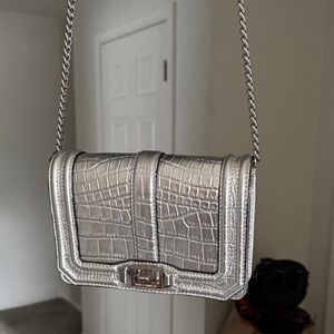 Rebecca Minkoff Silver Chevron Embossed Chain Bag